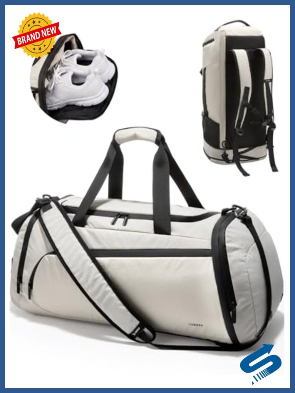 LUGGEX 40L Expandable Duffle Backpack Gym Travel Bag Shoe Compartment
